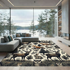 Enchanted Forest Woodland Creatures Cream Earthy Tones Rug