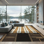 Rustic Earthy Tone Striped Awning Rug