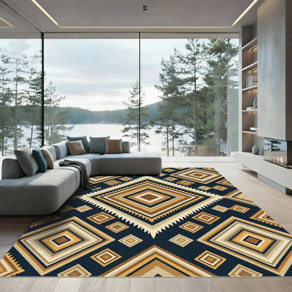 Geometric Diamond Earthy Tone Rug