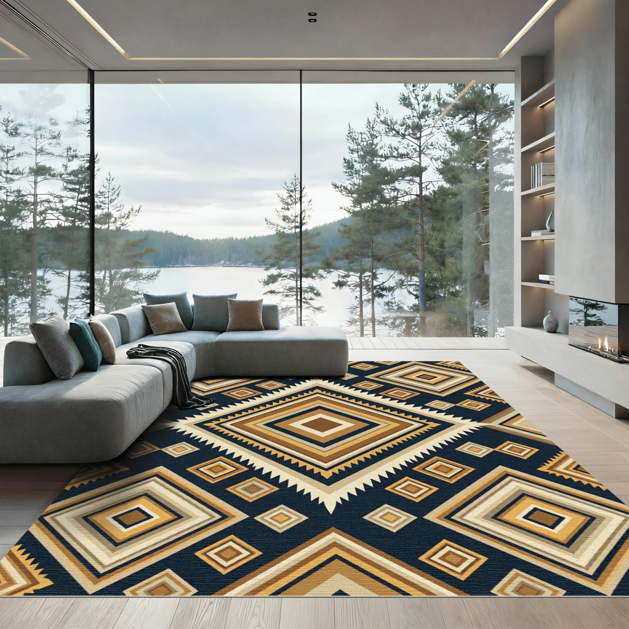 Geometric Diamond Earthy Tone Rug