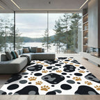 Playful Golden Paw Black Blob Art Rug