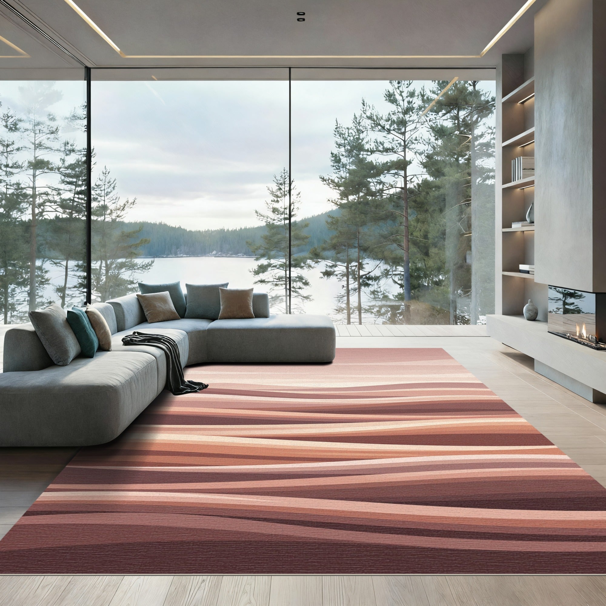 Earthy Desert Wave Layers Rug