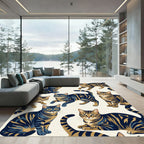 Charming Blue And Gold Tabby Cats Rug