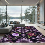 Celestial Orchid Pomegranate Purple Floral Medallion Rug