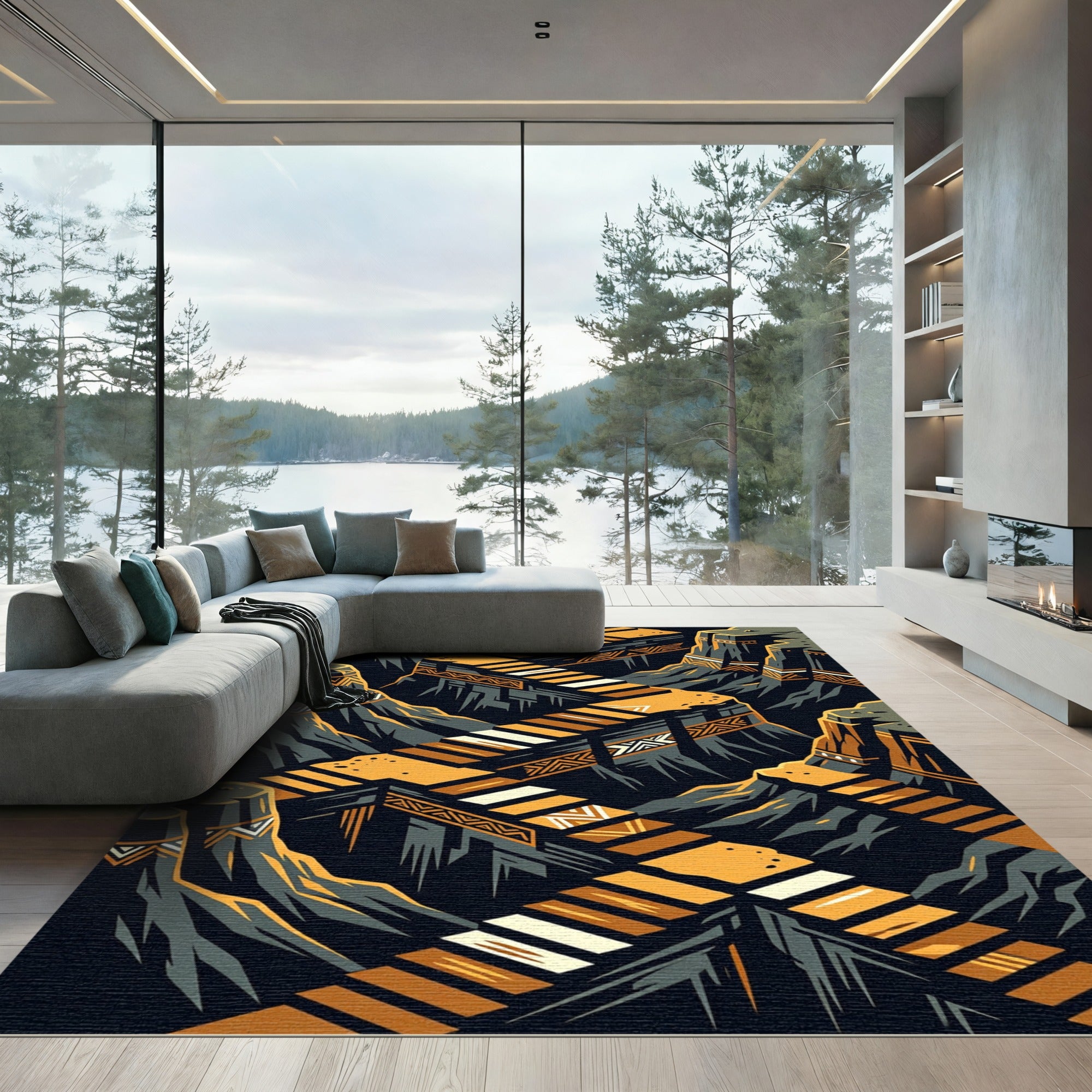 Golden Canyon Geometric Stairway Rug