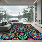 Vibrant Pomegranate Floral Medallion Rug