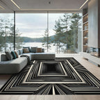 Art Deco Black Geometric Tunnel Rug