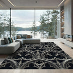Gothic Charcoal Iron Trefoil Arches Rug