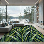 Lush Dewy Grass Botanical Backdrop Rug
