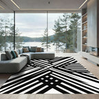 Bold Abstract Monochrome Intersecting Lines Rug