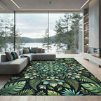 Teal Botanical Lotus Mandala Flora Rug