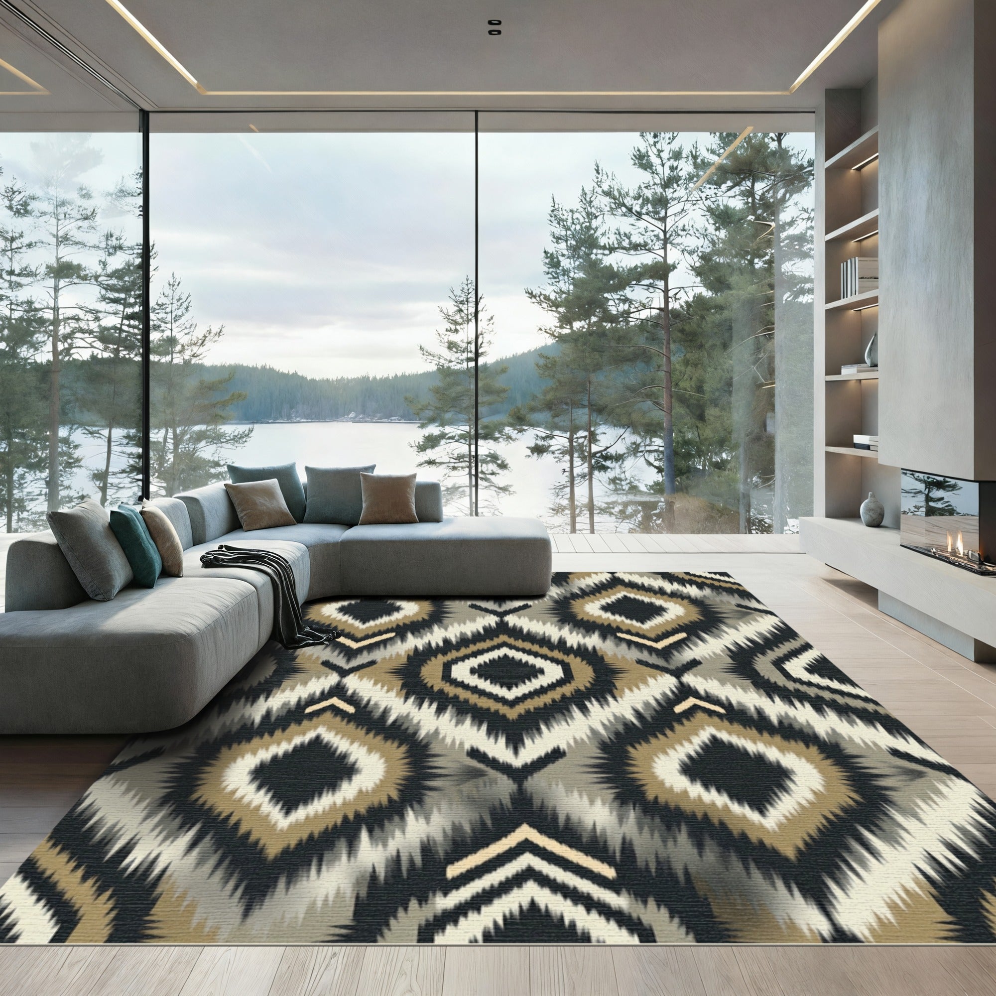 Earthy Diamond Sunburst Kilim Rug