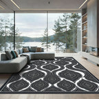 Dark Gray Ornate Paisley Drops Rug