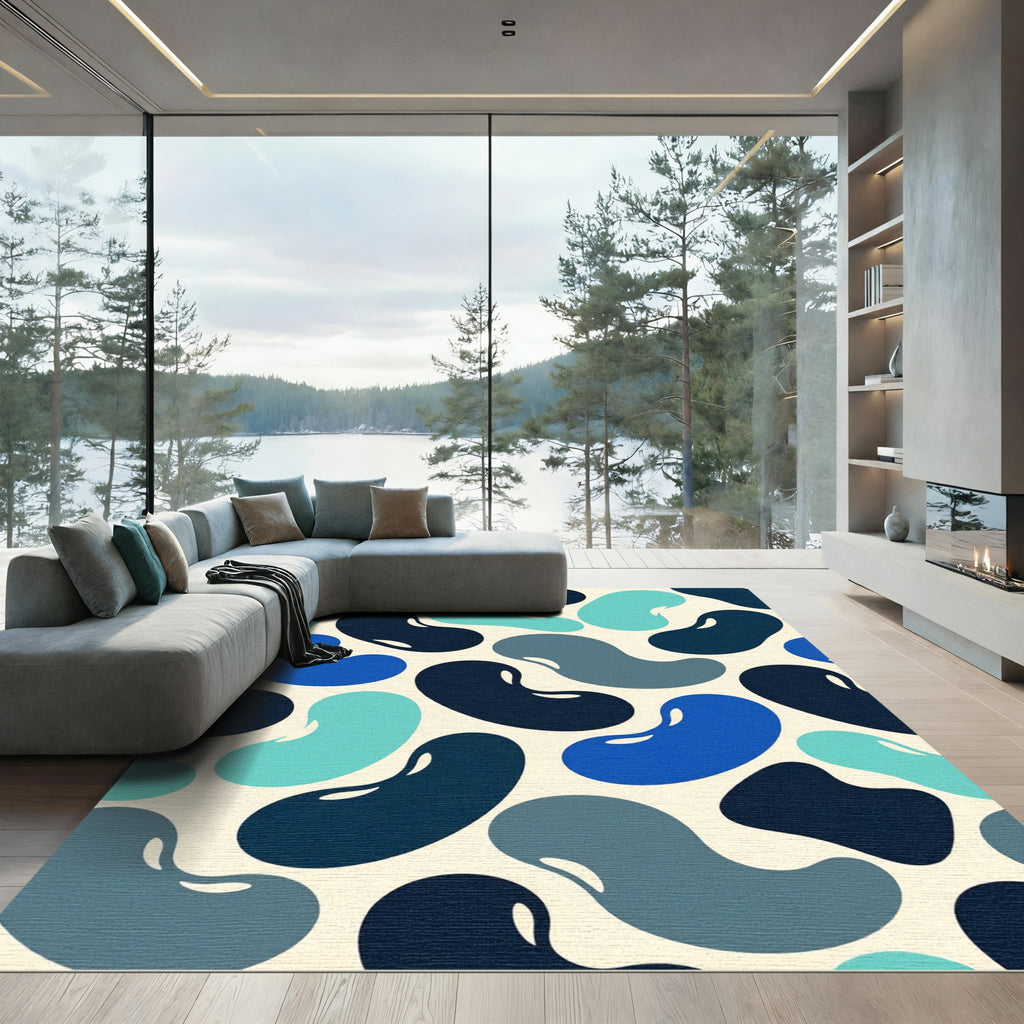 Blue bean abstract shape Rug
