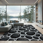 Gray Pebble Scatter With White Speckles Rug