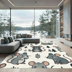 Adorable Gray Woodland Mouse Forest Rug