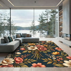Coral Rose Garden Botanical Wallpaper Rug