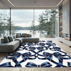 Elegant Navy Bow Ribbon Seamless Art Rug