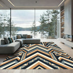 Geometric Peaks Brown Gray and Cream Rug