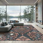 Ornate Pink Gray Accented Vintage Rug