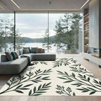 Lush Green Botanical Branch Earthy Rug
