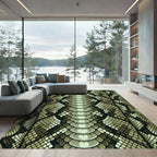 Exotic Olive Green Python Scales Rug