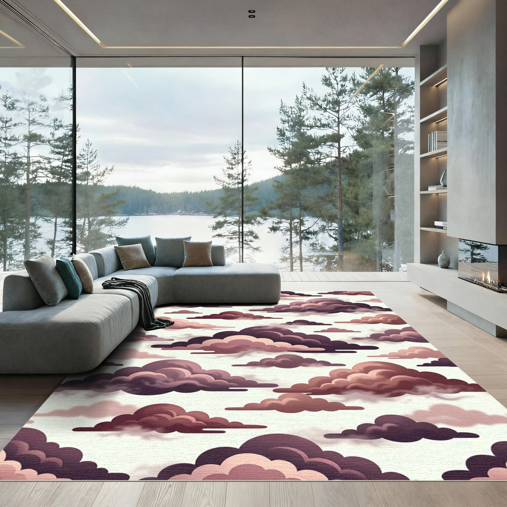 Dreamy Cloudscape Of Pink And Plum Rug