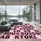 Bold Pink Typographic Collage Rug