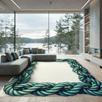 Coastal Green Braided Rope Frame Rug