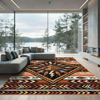 Earthly Geometric Pyramid Lightning Feather Rug