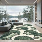 Whimsical Sage Green Hedgehog Flora Rug