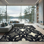 Gothic Charcoal Interwoven Quatrefoil Medallion Rug