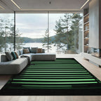 Minimalist Neon Green Linear Scan Rug