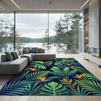 Lush Tropical Foliage Bird of Paradise Rug