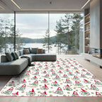 Festive Red Gnome Christmas Pattern Rug