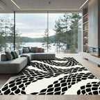 Modern Black Snake Scale Abstract Rug