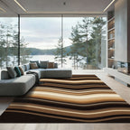 Earthy Brown Wavy Organic Stripe Rug