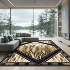 Earthy Wheat Field Diamond Border Rug