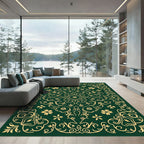 Elegant Gold Floral Vine Medallion Rug