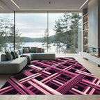 Modern Pink Interlocking Geometric Lattice Rug