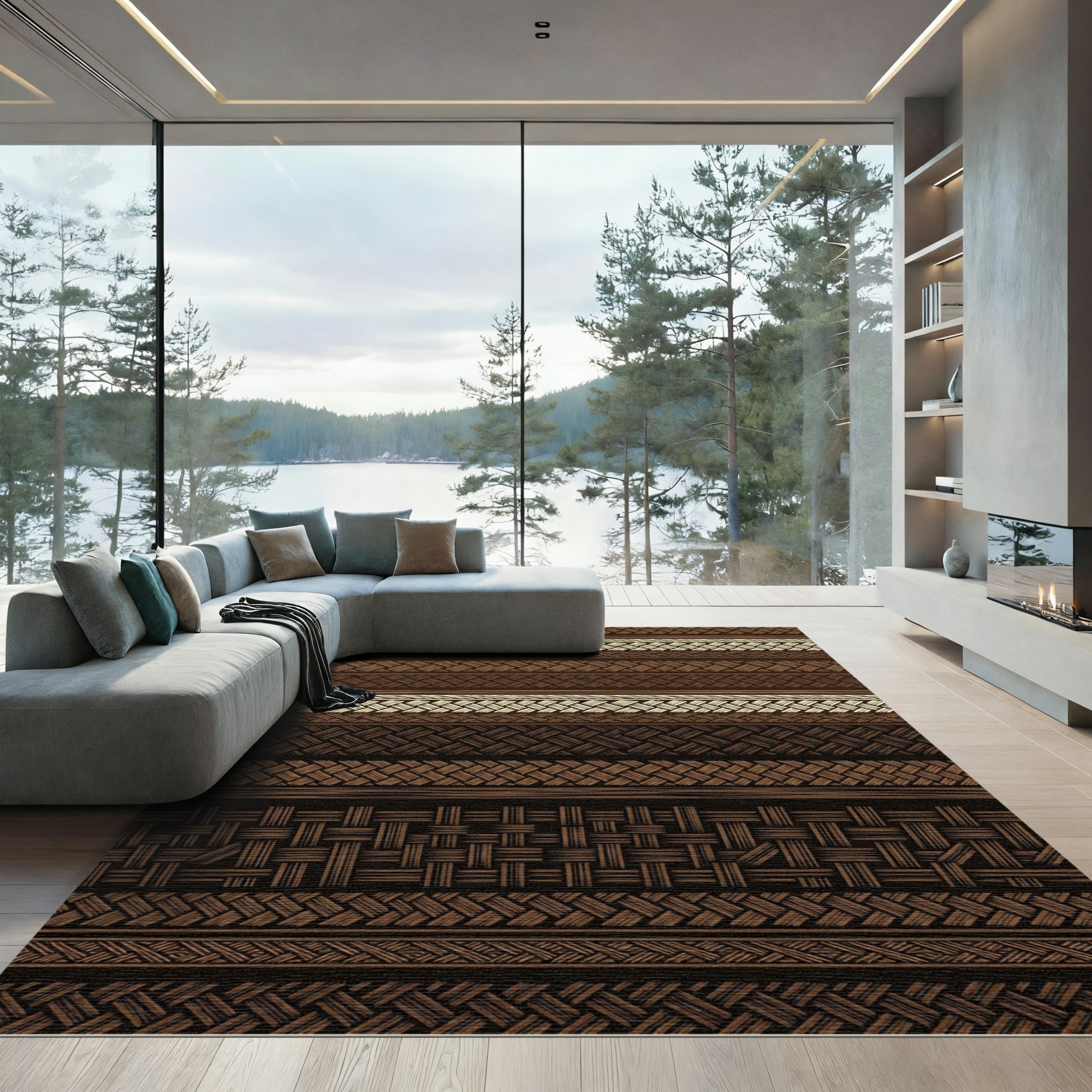 Earthy Braided Stripes Texture Rug
