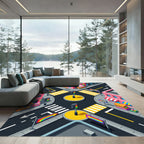 Vibrant Isometric Urban Rainbow Intersection Rug