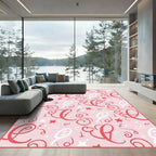 Whimsical Pink Alphabet Swirls Star Rug