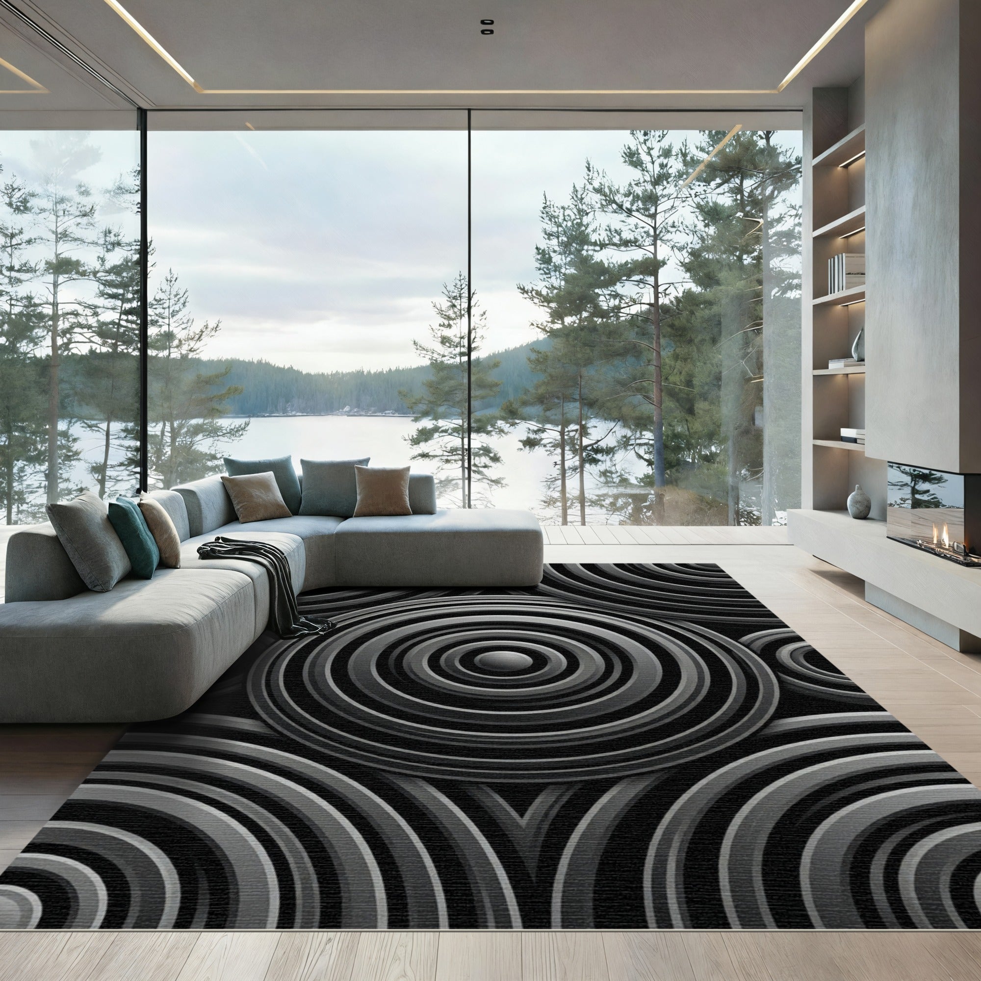 Monochromatic Circular Ripple Geometric Rug