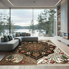 Dark Chocolate Floral Pomegranate Medallion Rug
