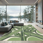 Sage Cloverleaf Highway Interchange Illustration Rug
