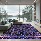 Geometric Lavender Grid and Lattice Rug