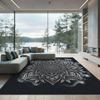 Ethereal Monochrome Smoke Mandala Infinity Rug