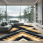 Earthy Geometric Chevron Aztec Rug