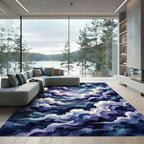 Dramatic Indigo Swirling Cloudscape Rug